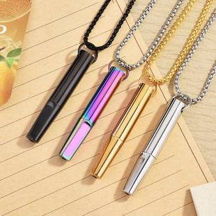 Cross-Border New Detachable Flat-Mouth Meditation Mindfulness Pendant Necklace Titanium Steel Breathing Adjustment Flavor Smoking Cessation Device Necklace