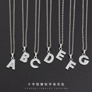 English Letter Necklace European and American Jewelry Necklace Diamond Women's Pendant Stainless Steel Letter Necklace Jewelry Necklace Necklace