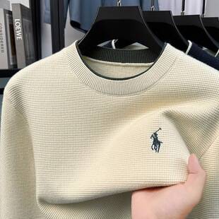 Fake two-piece Paul embroidered long-sleeve knit sweater for men, autumn and winter simple casual warm base wool sweater