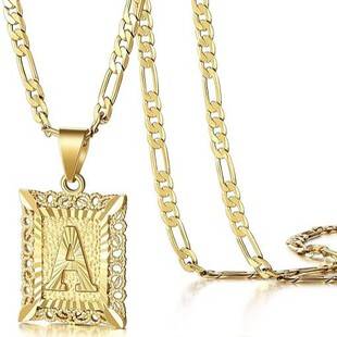 Cross-Border Hot-Selling Copper Material 26-Letter Alphabet Necklace Trendy Letter Pendant Choker Sweater Chain Jewelry
