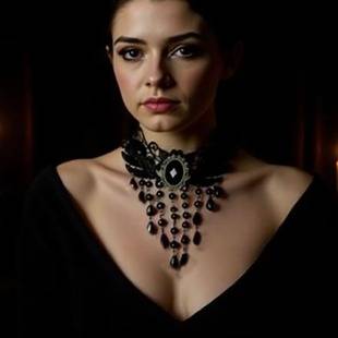 Dark Adult-Themed Accessories, Black Lace Choker, Crystal Jewelry, Handmade Clavicle Chain, Quirky Cosplay Necklace