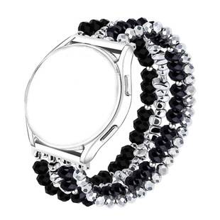 Fashionable cross-border black gallstone crystal beaded smart watch strap suitable for Samsung 20/22mm interface