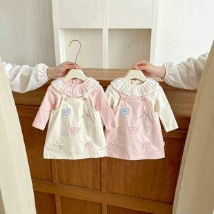 Baby Dress 2026 New Style Long Sleeve Autumn Dress for Girls with Cartoon Heart Pattern, Cute Princess Style