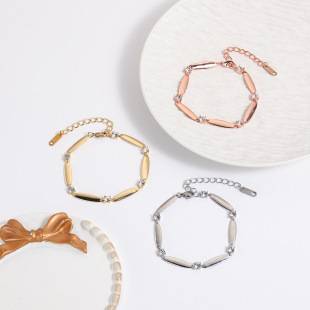 Amazon's Cross-Border Best-Selling Oval Diamond-Encrusted Bracelet DIY Engraved with Family Member Names 304 Stainless Steel Bracelet