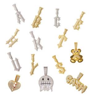 Fashionable men's full-diamond high-end cross, tiger head, letter hip-hop large pendant wholesale necklace