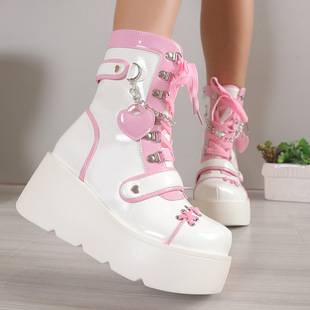 Demonia thick-soled boots 2023 new punk motorcycle thick-soled mid-calf boots Women's European and American cute hot girl motorcycle boots