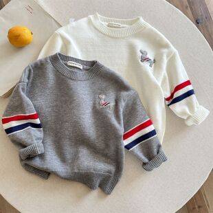 Children's Sweater 2026 Spring and Autumn Boys' Japanese Style Trendy Brand Tb Puppy Pullover Knit Baby Toddler Autumn Knitwear