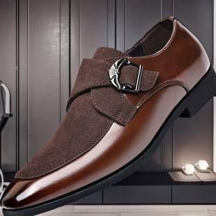 Cross-border plus size Men's Shoes New Dress Shoes British Pointed Toe Frosted Retro Business Shoes Fashion All-match Casual Shoes