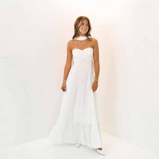 2026 European and American Style Faux Silk Pleated Dress Party Gown Cross-Border In-Stock Items