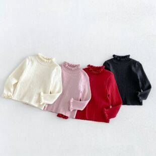 Cute high-neck sweater for girls, 2026 new autumn/winter collection, solid-color knitted sweater for baby girls, children's inner layer, zdm6592