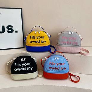 Cross-Border New Style Color-Blocking Shell Handbag with Fashionable Letter Design, Dopamine Korean Version Trendy Crossbody Bag
