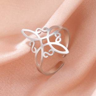 Yiwu E-Commerce Trinket Cut Titanium Steel Witch Knot S-Shaped Open Ring Cross-Border Simple 304 Stainless Steel Ring