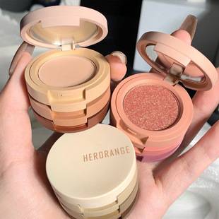 Herorange Light Wind Floating Three-Color Eyeshadow Sandwich Bento Matte Pearlescent Fine Glitter Earth Color Eyeshadow Palette
