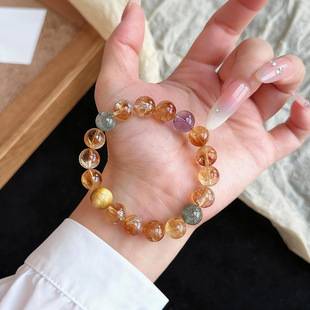 [Attract Wealth 2.0] Natural Citrine Yellow Hair Crystal Bracelet for Women, Golden Tiger Eye, Wealth and Career Crystal Gift