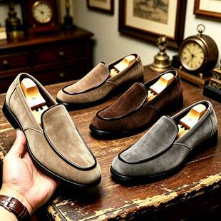 Amazon Cross-Border Leather Shoes for Men, Retro Formal Business Slip-On Loafers, Men's High-End Large Size Shoes, Men's Shoes