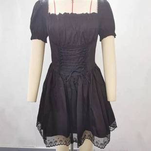 Autumn 2021 Lace Solid Color Sexy Princess Dress European and American Style Cute Sweet Puff Sleeve Chest dress