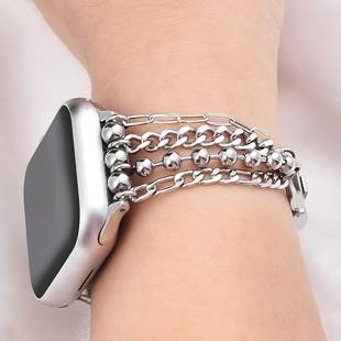 New High-Grade Metal Feeling Cuban Chain Bracelet Watch Strap Suitable for Apple Watch 38-49mm Dial Full Series