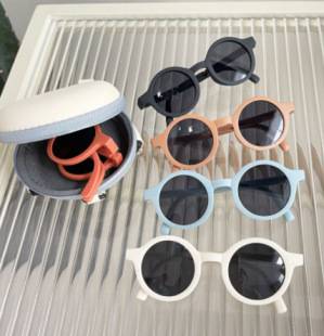 New folding children's sunglasses boys and girls baby Western style sunglasses macaroon color round frame candy color glasses wholesale