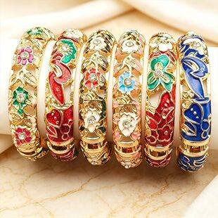 Hollow Cloisonné Bracelet for Women, Versatile Ethnic Style, Vintage Artistic Classical Enamel Bracelet