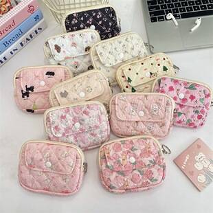 41224[Copyrighted] Cartoon Floral Multi-Functional Storage Bag Organizer Bag ID Card Holder Key Coin Purse