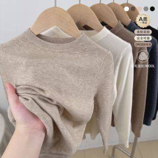 New Autumn and Winter Children's Sweater, Round Neck Knit Base Layer, Soft and Stylish Wool Sweater, Inner Wear Top for Infants and Toddlers