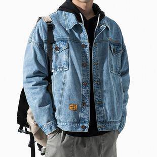 Spring and Autum Japanese Style Trendyy Brand Denim Jacket Men's Korean Style Trendyy Student Versatile Loose Workwear Jacket Denim Top