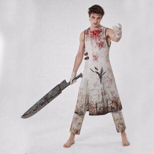 Silent Hill 2RE Triangle Head Cosplay Costume Bloodstained Sleeveless Apron Set Horror Role-Play Halloween Outfit
