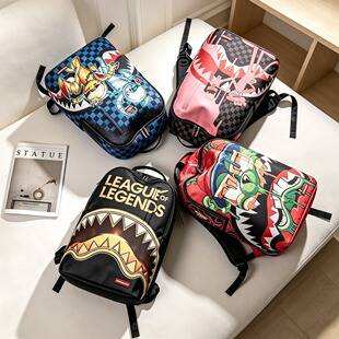 Cross-border high-quality shark-pattern trendy large-capacity backpack collection, direct shipment from factory, for casual travel enthusiasts
