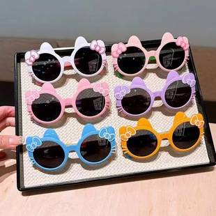 2026 New Summer Girls' Kt Cat Cartoon Sunglasses, Cute and Adorable Sunglasses for Babies, Sun Protection Glasses