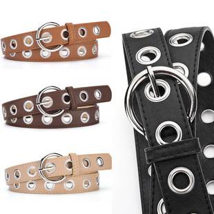 New Metal Full-Eyelet Versatile Women's Belt with Perforated Punk Korean Fashion Hollow Decorative Trouser Belt