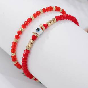 Cross-Border European and American Glass Eye Bracelet, Personalized Fashion Trend Red String Bracelet, Couple Friendship Gold Bead Bracelet, Turquoise