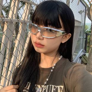 Future Warrior Silver Sparkling Sunglasses Cool Technology Cyber Style Square Reflective Silver Frame Bar Disco Glasses