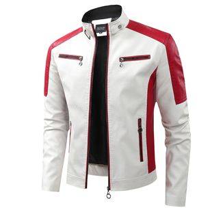 2025 men's new color insert fashion British leisure locomotive PU leather coat men's foreign trade cross-border supply