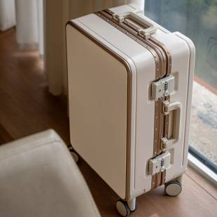White Trolley Luggage 20inch Aluminum Frame Strong and Durable 24 Large Capacity Double Enclosed Inner Hook Mobile Phone Holder