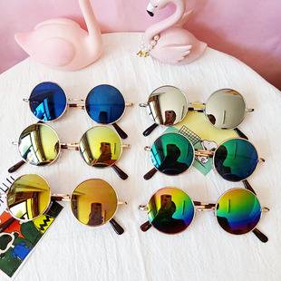 Children's round frame glasses retro metal small round sunglasses baby cute boy cute small glasses sunglasses trendy female