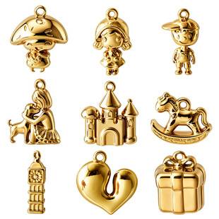 316 stainless steel heart-shaped pendant, 3D three-dimensional charm, handmade DIY jewelry, necklace and earring accessories