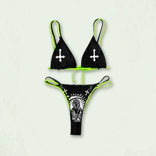 New Funny European and American Foreign Trade Bikini Offset Sexy Curve Skull Strapless Swimsuit for Women