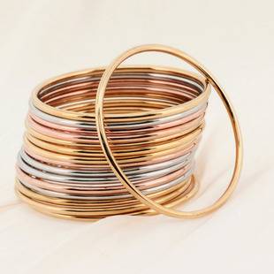 Foreign trade Europe and the United States personality stainless steel 304 round wire 3mm plain circle multi-color non-welded mouth integrated laminated bracelet