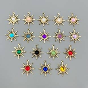 DIY Alloy Jewelry Baroque Water Transparent Series Gemstone Sunflower Pendant Earrings Necklace Keychain Pendant