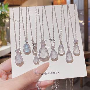 Light Luxury Style New Chinese-Style Ice-Clear Gourd Necklace Accessory for Women, Niche Design Clavicle Chain, Versatile and High-End Neck Chain