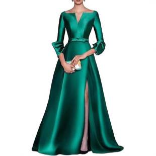 2026 New Wedding Dress Satin Long Gown for Guests, Sexy Slit Wedding Mother of the Bride Dress