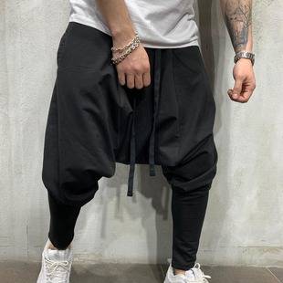 2022 Men's New Hip-hop Trendy Trousers European and American Loose Solid Color Foot Street Sports Casual Hallen Pants