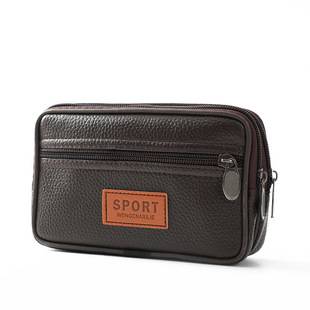 Men's vertical mobile phone waist bag horizontal coin purse PU leather outdoor sports belt hanging bag middle-aged and elderly large capacity hanging bag