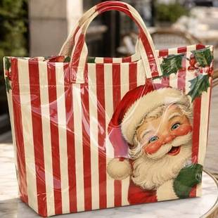 Cross-border Amazon Temu Christmas Printed PVC Waterproof Tote Bag European and American Women's Commuting Shopping Handbag