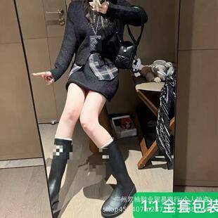 High-end Chanel-style women's rain boots, suitable for all seasons, waterproof, non-slip, high-tube, over-the-knee, slimming, versatile fashion boots for women