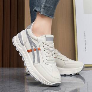 Fashionable Cross-Border Women's Shoes 2026 New Versatile Soft-Soled Student Running Sneakers Casual Shoes Soft Leather White Shoes