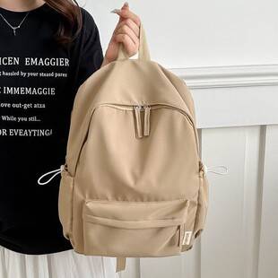 2026 New Style Student Schoolbag, Korean Style, Fashionable, Simple, Large-Capacity Casual Bag, Versatile Solid Color Backpack for Middle and High School Students
