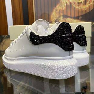 Mcqueen Thick-Soled White Shoes for Women 2025 Autum New Casual Versatile Platform Shoes Genuine Leather Couple Height-Increasing Sneakers for Men