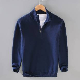 Foreign trade autumn and winter plus size men's zipper half turtleneck sweater men's pullover sweater Korean casual long sleeve sweater