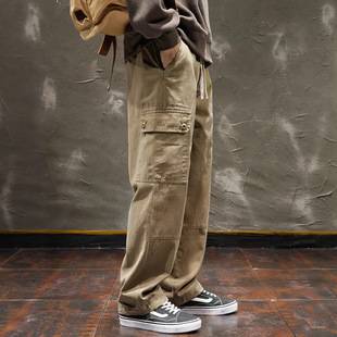 Khaki Casual Pants Men's Straight Spring and Autumn Pants Men's 2025 New Cargo Pants American Loose Men's Pants
